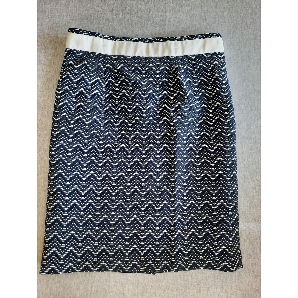 Brooks‎ Brothers Women's Size 10 Blended Cotton Navy Blue Geometric Print Skirt